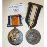 WW1 war medal to 117155 T. O'Donoghoe BDN (Bandsman) RN and another Southern Railway Centre of St.