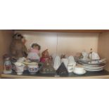 Royal Winton toast rack, various china plates, two soft toys and other ornaments, etc.