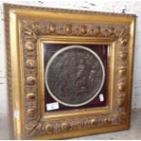 Grand Tour type classical relief bronze plaque in bold giltwood frame