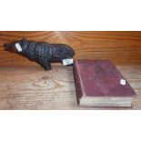 The White Company by A. Conan Doyle 1893 8th edition and a Black Forest carved bear wall pipe rack