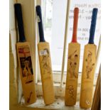 Four miniature signed cricket bats - Ian Botham, Monty Panesar, Mark Butcher and Andy Caddick