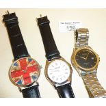 Three wrist watches, all working, inc. a Sekonda