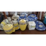 A Wedgwood & Co "Cube" teapot and a large quanity of assorted Italian Spode blue and white china and