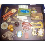 Albert chain, antique jewellery, mother-of-pearl counters, etc.