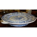 Victorian blue and white transfer "Arctic Scenery" warming plate