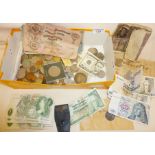 Good quantity old coins & banknotes
