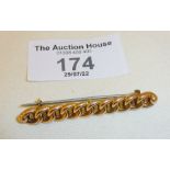 Antique 9ct gold suffragette chain link brooch, approx. 47mm long and 1.5g