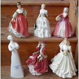 Royal Doulton figurines - Peace, Top o' the Hill (HN1834), Janet (HN1537), Carolyn (HN2112), Fair