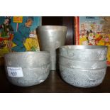 Chinese Huikee Swatow pewter bowls and large beaker