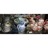Japanese eggshell china teaset, assorted plates & teaware (one shelf)