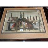 1960's abstract watercolour of chimneys signed by Thomson