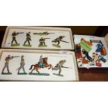 Vintage painted lead or diecast toy soldiers - two sets in boxes (no apparent maker's marks),