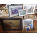 8 various framed prints