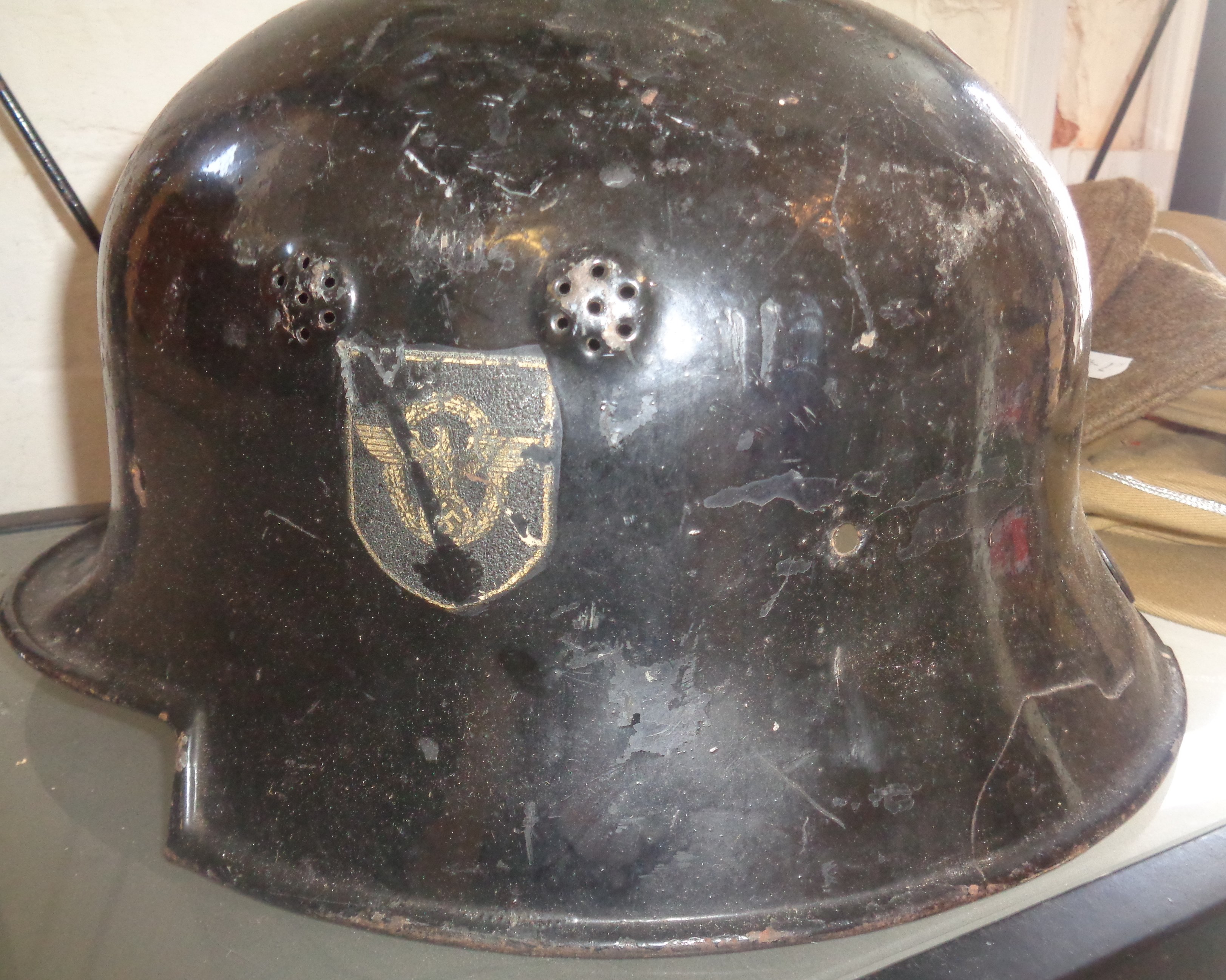 WW2 German fire police steel helmet - Image 2 of 2