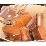 Quantity of leather cases for vintage binoculars