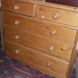 Two over three Victorian pine chest of drawers, 41.5" wide x 38" high