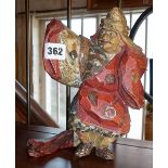 Polychrome painted carved wooden Japanese Samurai warrior figure