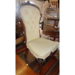 19th c. carved walnut framed spoon-back nursing chair on cabriole legs