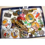 Collection of vintage badges etc, some enamel