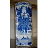 19th c. Chinese blue and white cylinder vase, 28cm