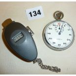 Lemania vintage stopwatch and an ENM tally or clicker counter