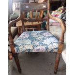 19th c. elbow chair with upholstered seat