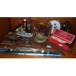 Assorted smoking pipes, nutcrackers, letter openers and thermometers, etc.