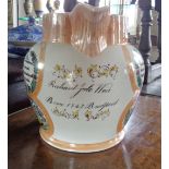 Large 19th c. Sunderland lustre jug with sweetheart, naval, sailing ships and bridge motifs and