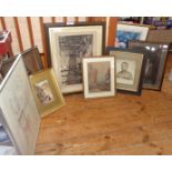 Nine various framed prints and pictures