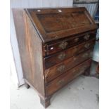 Early Georgian oak bureau, 3ft wide