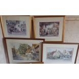 Two large Sturgeon colour prints of village scenes, signed in pencil and two Sturgeon colour