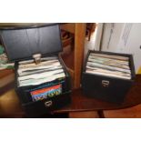 Two cases of vinyl singles records