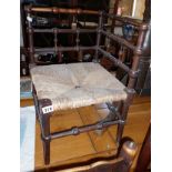 19th c. rush seated child's corner chair