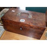 19th c. flame mahogany tea caddy with mixing bowl