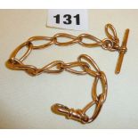 Antique 9ct rose gold Albert pocket watch chain, approx. 8.5" long and 30g in weight
