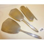 Silver-backed vanity brush and mirror set, each hallmarked