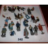 26 old Britain's lead farm figures, inc. Yokel, Scarecrow and others