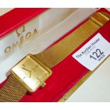 Vintage Omega De Ville gold plated tank watch with mesh strap
