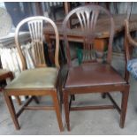 Two Hepplewhite style dining chairs with drop-in seats