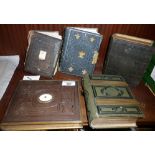 Five Victorian cabinet card photo albums most full (one empty)