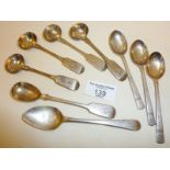 Silver spoons, inc. a set of four mustard spoons hallmarked for London 1837 William Eaton, approx.