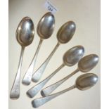 Set of 6 George III silver dessert spoons in the Old English pattern, hallmarked for London 1820