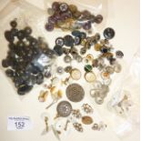 Antique buttons, studs, mother of pearl cufflinks, etc.
