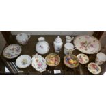 Shelf of assorted china dishes and cup including Royal Worcester etc.