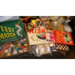 Assorted board games - Risk, Escalado, Waddington 'Test Match', Monopoly, two chess sets, wooden