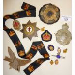 Interesting collection of military and other enamel badges, inc. a heavy continental silver and