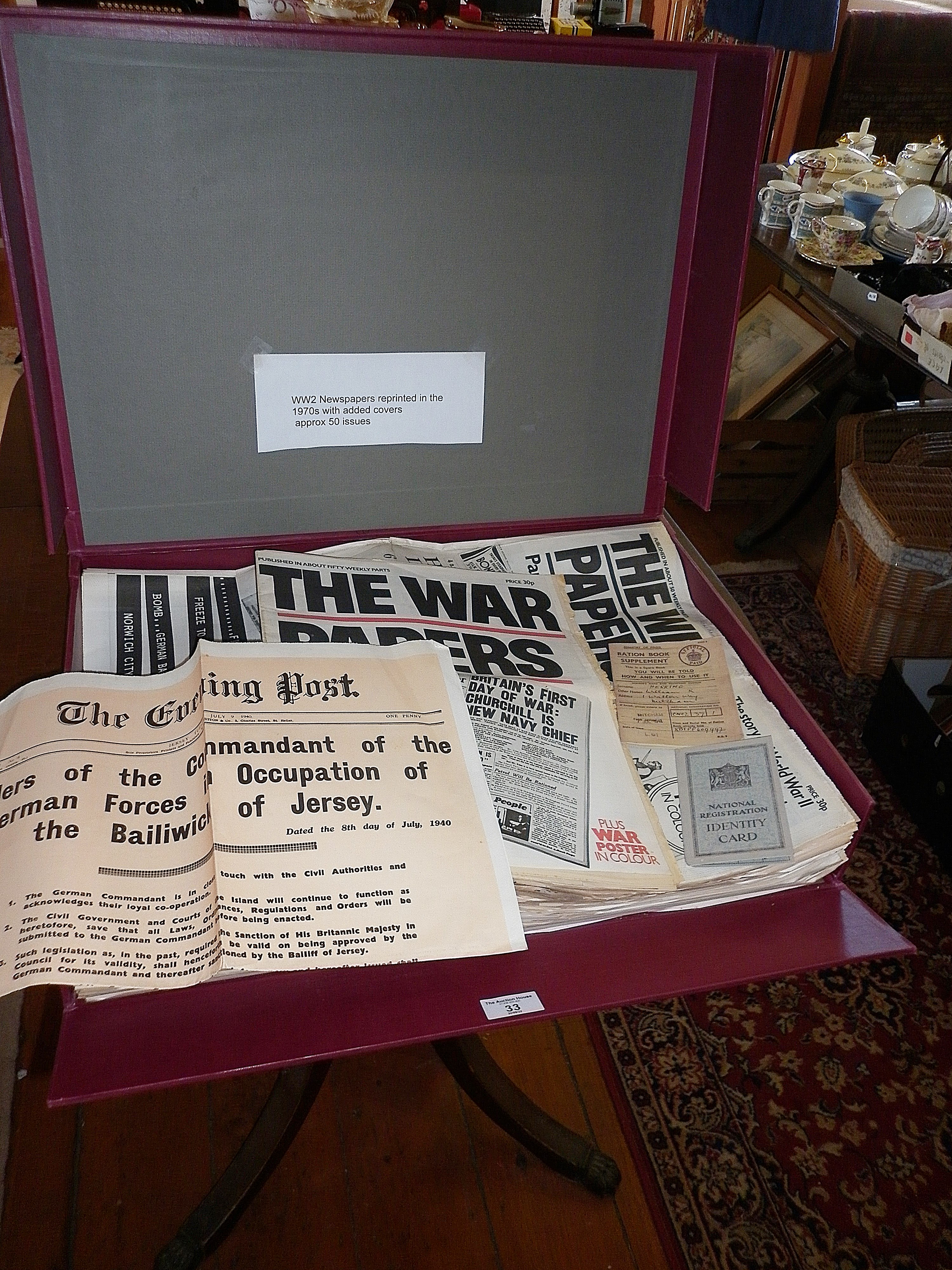 Folio of facsimile WW2 newspapers, approx. 50 issues