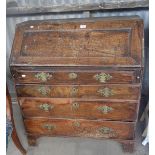 Early Georgian oak bureau, 3ft wide