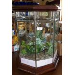 A mahogany and glass terrarium table