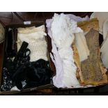 Collection of assorted antique lace and lacework (2 trays)